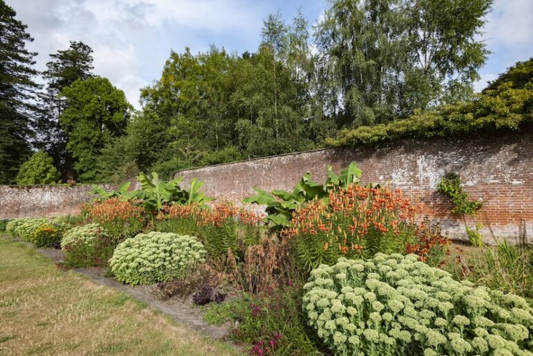Summer borders in the Walled Garden at Stourhead, Wiltshire