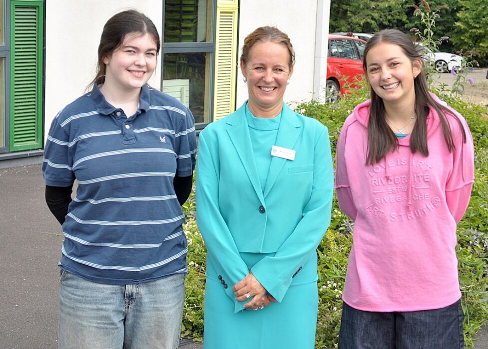 St Gregory's 3. headteacher mrs george with gcse students
