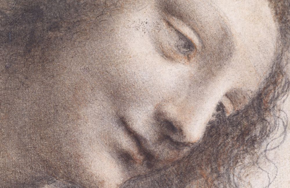 The head of the virgin in three quarter view facing right by leonardo da vinci, 1510 1513. courtesy of the metropolitan museum