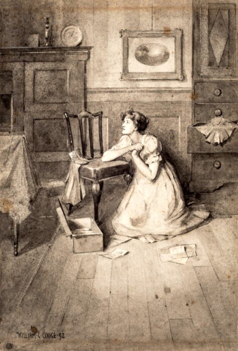 Holburne 6 austen exhib alone (marianne dashwood), william cubitt cooke, wash drawing, 1892 © the holburne museum, jo hounsome photography