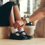 Hands,,child,and,tie,school,shoes,with,mom,from,help,