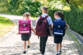 Kids walking to school in Frome Somerset