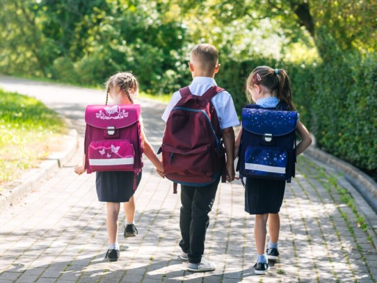 Kids walking to school in Frome Somerset
