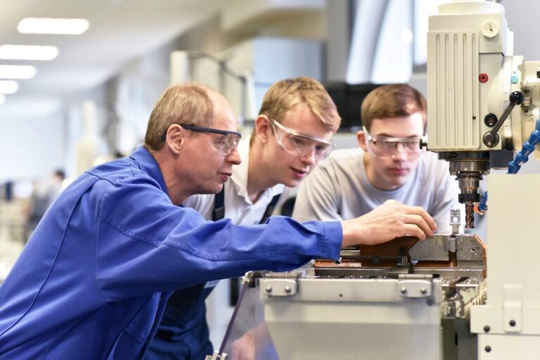 V-levels Group,of,young,people,in,technical,vocational,training,with,teacher