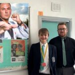 Martial artist Matt Feddes with depouty head at Lawn Manor School