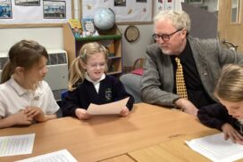Dr brian mathew mp visits st mary's school broughton gifford2