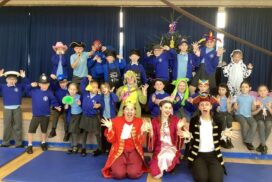 The panto cast at st benedict's Primary School Midsomer Norton