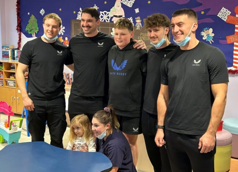 Bath Rugby visit the children's ward at the Royal United Hospital Bath