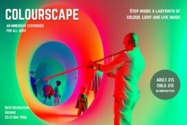 Step inside Colourscape in Bath this May half term – a magical maze of colour, light and live music for families at Bath Recreation Ground.