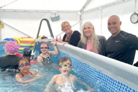 St Philip’s School Bath installs a temporary pool so every pupil can learn to swim on site, supported by Olympian Sharron Davies.
