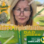 A Bath mum is running a triple marathon with 12 comedy stops to raise £14,000 for the air ambulance that saved her life.
