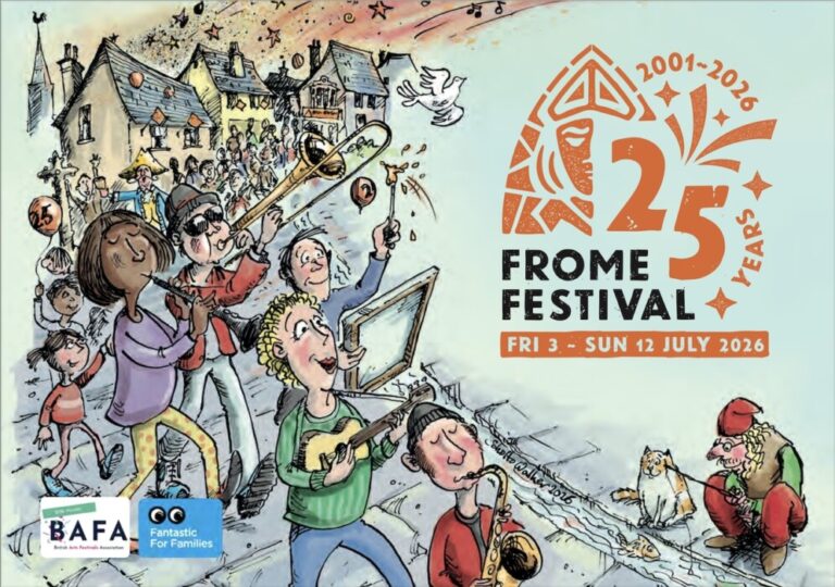 Frome Festival returns from 3-12 July 2026 with 300 events, family activities, live music, comedy, workshops and free entertainment across the town.