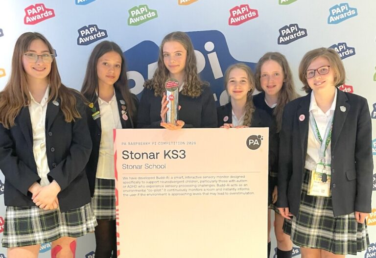 Pupils from Stonar School won a national innovation award for Budd-Ai, a smart classroom system supporting pupils with autism and ADHD.