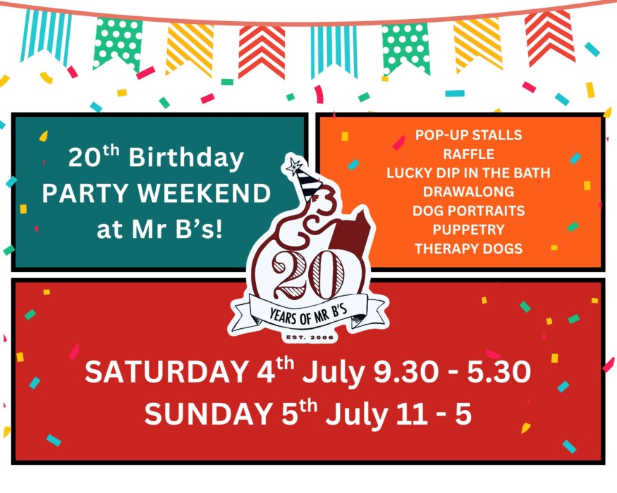 Mr B's Emporium of Reading Delights is celebrating its 20th birthday with a free weekend of family-friendly events, prizes and activities in Bath.