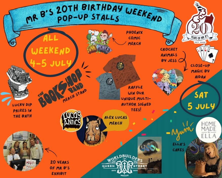 Mr B's Emporium of Reading Delights is celebrating its 20th birthday with a free weekend of family-friendly events, prizes and activities in Bath.