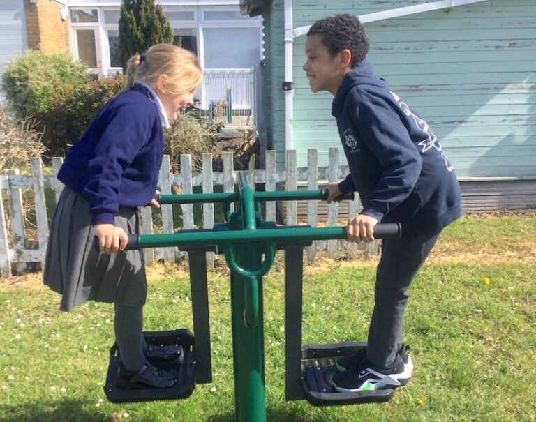Christ the King Catholic School in Amesbury has honoured former midday supervisor Kath Blackman by naming its new outdoor gym after her.