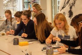 Royal High School Bath A-Level Art students explored the school’s historic links with Marlborough Tiles through a presentation and hands-on workshop.