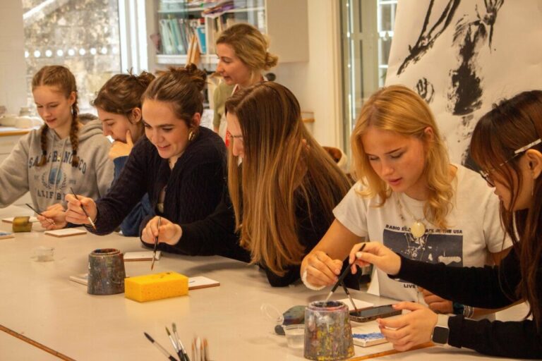 Royal High School Bath A-Level Art students explored the school’s historic links with Marlborough Tiles through a presentation and hands-on workshop.