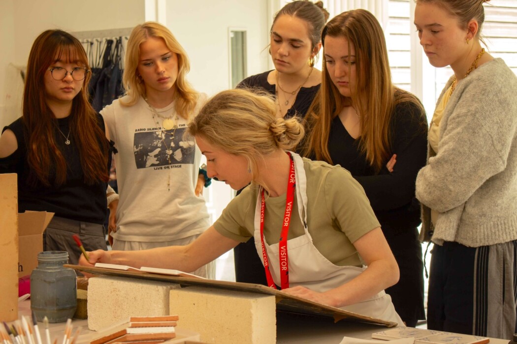 Royal High School Bath A-Level Art students explored the school’s historic links with Marlborough Tiles through a presentation and hands-on workshop.