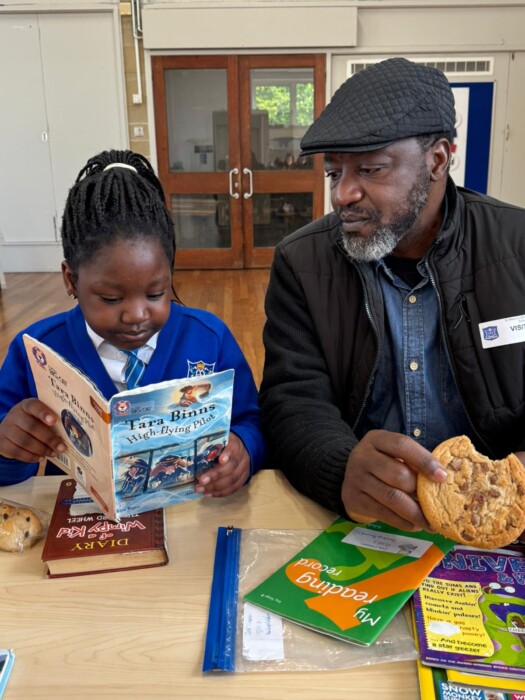 Parents and carers have joined pupils at St Mary’s Catholic Primary School in Chippenham for books and breakfast before school.