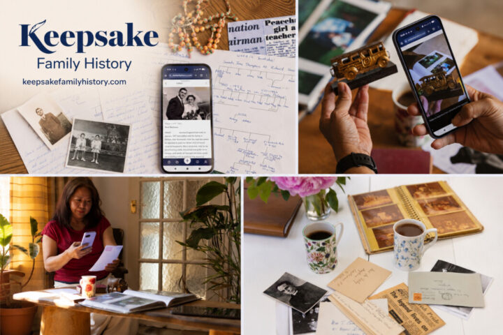 Wiltshire-based Keepsake Family History turns photographs, letters, recordings and memories into private biographies that families can preserve and share.