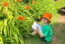 Reception pupils from Marksbury Church of England Primary School visited The Pig near Bath, using the gardens as inspiration for sketches and paintings.