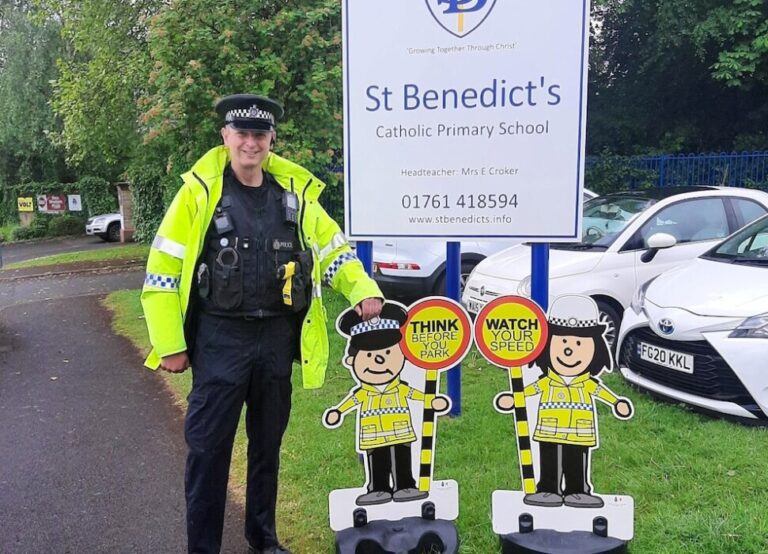 St Benedict's Catholic Primary School welcomed a local PCSO to promote road safety and is working with Anna Sabine MP and councils on plans for a new pedestrian crossing.