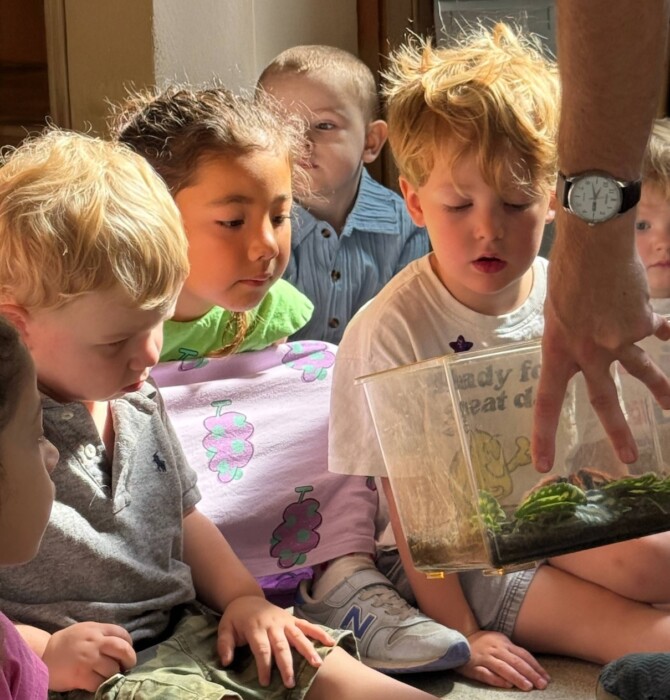 Children at Guinea Lane Nursery in Bath enjoyed a hands-on ZooLab visit, meeting animals including a snail, tarantula, millipede and snake.