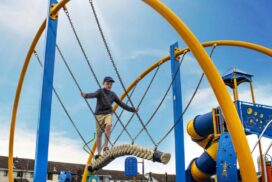 Families can look forward to a new inclusive play area at Keynsham Memorial Park, with climbing walls, swings, a carousel and play mounds.