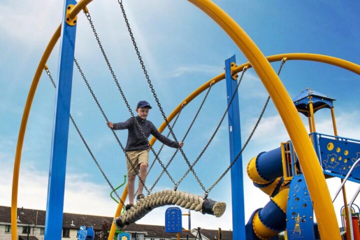 Families can look forward to a new inclusive play area at Keynsham Memorial Park, with climbing walls, swings, a carousel and play mounds.