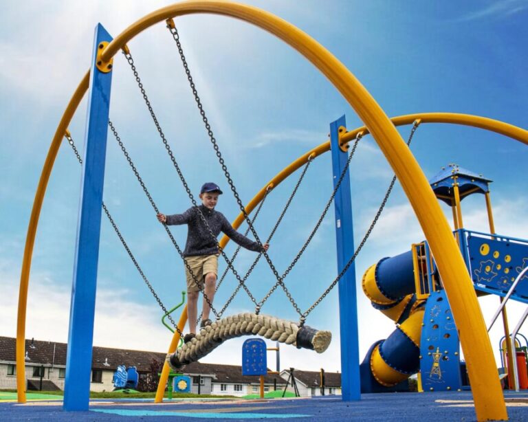 Families can look forward to a new inclusive play area at Keynsham Memorial Park, with climbing walls, swings, a carousel and play mounds.