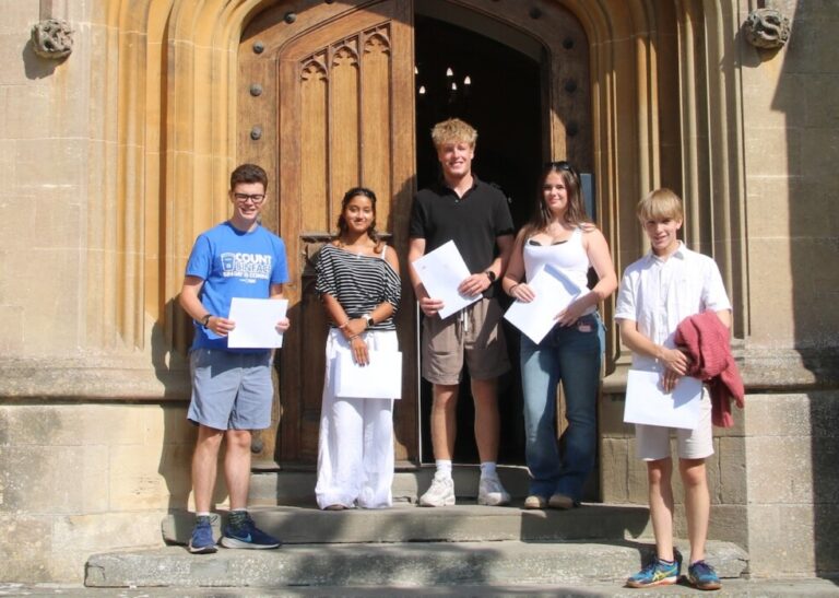 Kingswood School students celebrate outstanding A-Level and BTEC results, with almost half of A-Level grades at A*-A and all seven Oxbridge offers secured.