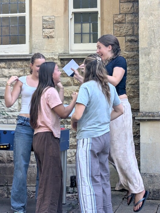 Royal High School Bath students celebrate strong A-Level and IB results, with 53% of grades at A or A* or equivalent and university places secured across the UK and beyond.