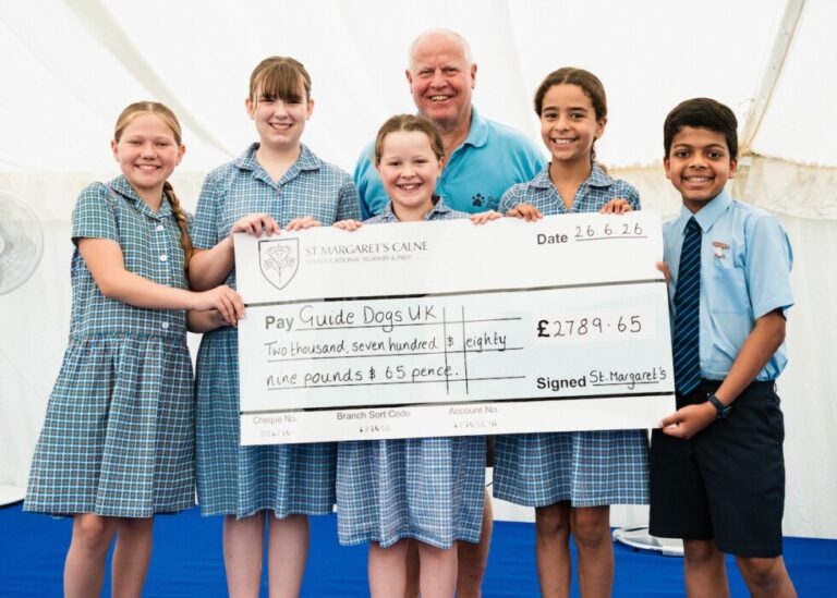 Pupils at St Margaret’s Prep in Calne have raised £2,789.65 for Guide Dogs UK through a Colour Run, Enterprise Week and other activities.