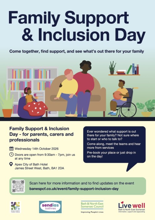 Families can find advice, support services and free workshops at Bath’s Family Support and Inclusion Day on Wednesday 14 October.