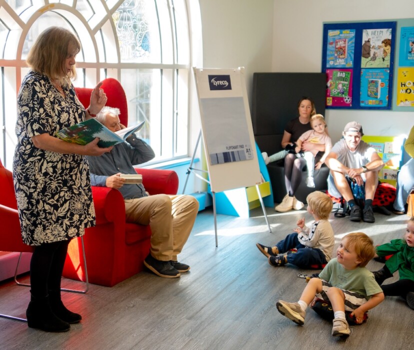 Dame Julia Donaldson and Axel Scheffler surprised Bath nursery children with a special Gruffalo Granny storytime at Bath Central Library.