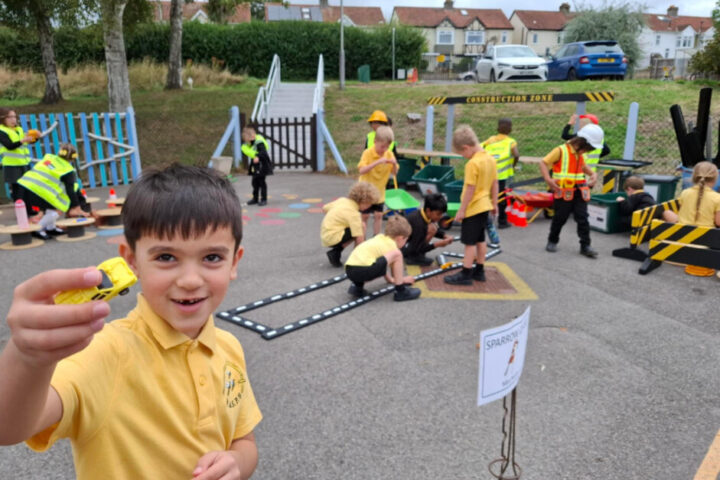 Parents and community volunteers have transformed the infants’ playground at Weston All Saints Primary School in Bath with donated and repurposed materials.